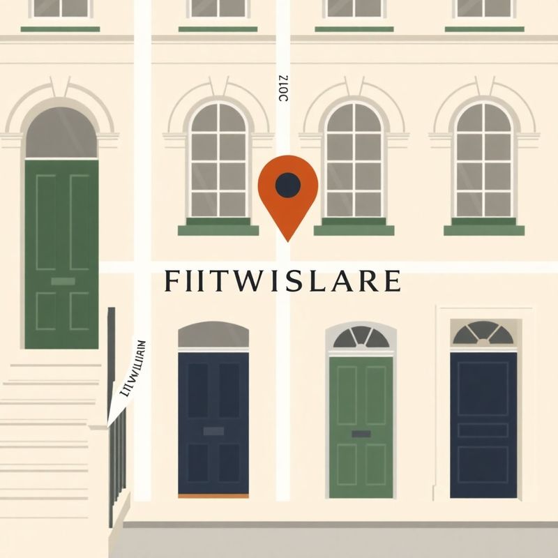 Stylised Dublin street map detail centred on Fitzwilliam Square with a terracotta pin marker